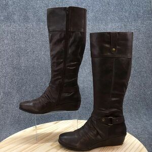Yuu Shela Black Wedge Riding Boots - Wide Width, Wide Calf Size 10W